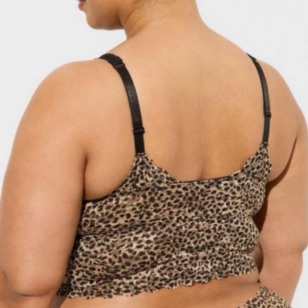 🆕🐆 Unlined Lace Crop Bralette 2 2X 18 20 NWT Torrid New! Leopard Cheetah - Picture 3 of 5